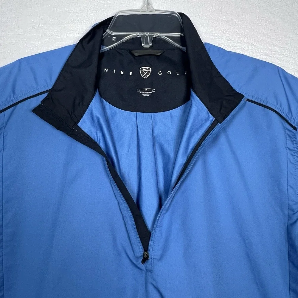 Nike Golf 1/4 Zip Wind Shirt Short Sleeve Mens‎ Medium Blue Zippered Pockets